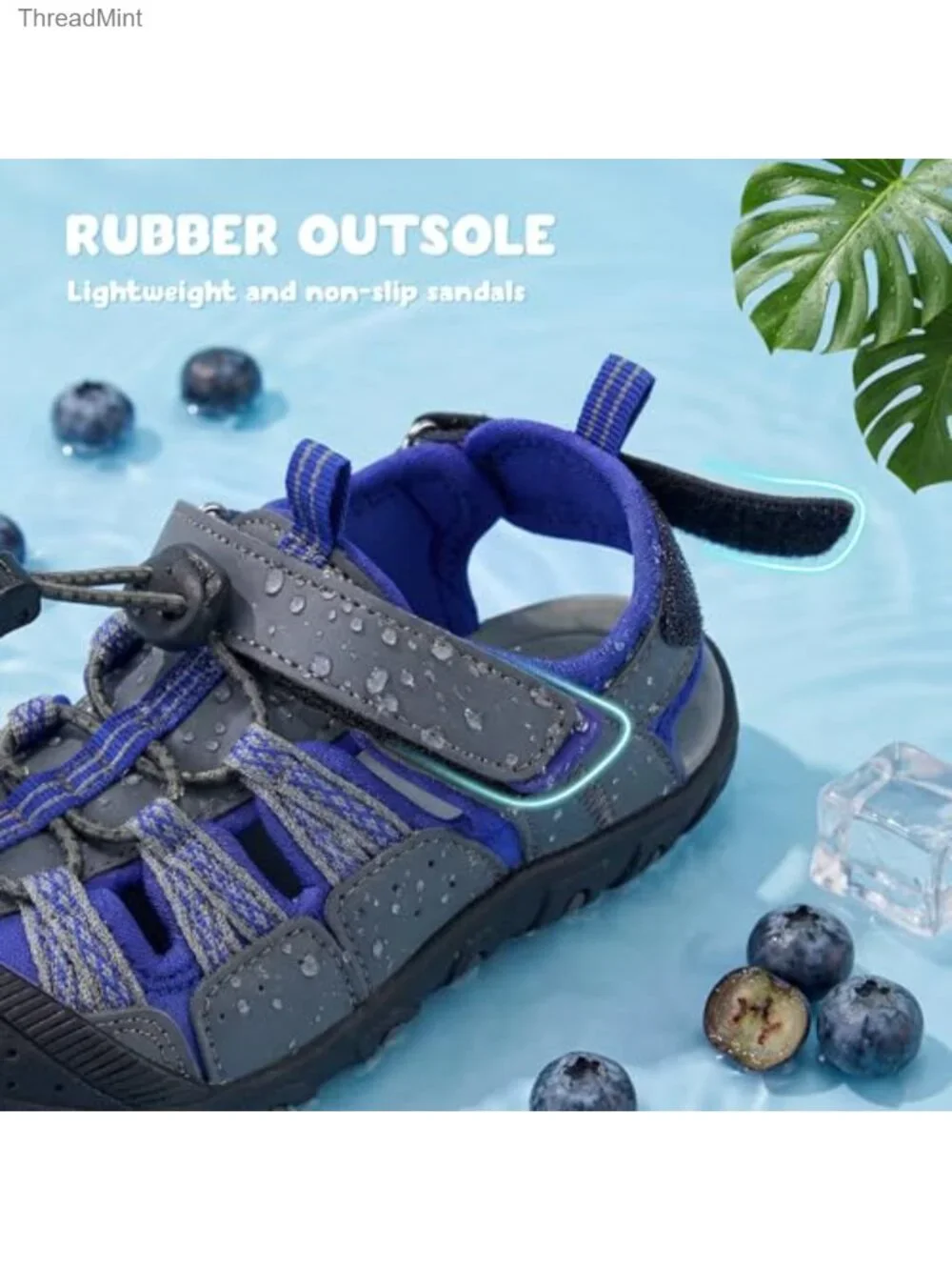 Kids Closed Toe Hiking Water Sport Sandals Non Slip Adjustable